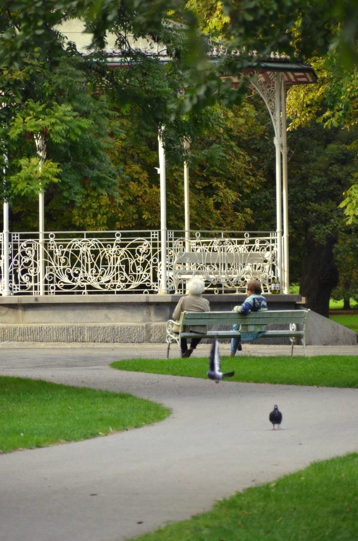 Old people on the bench in Maribor park