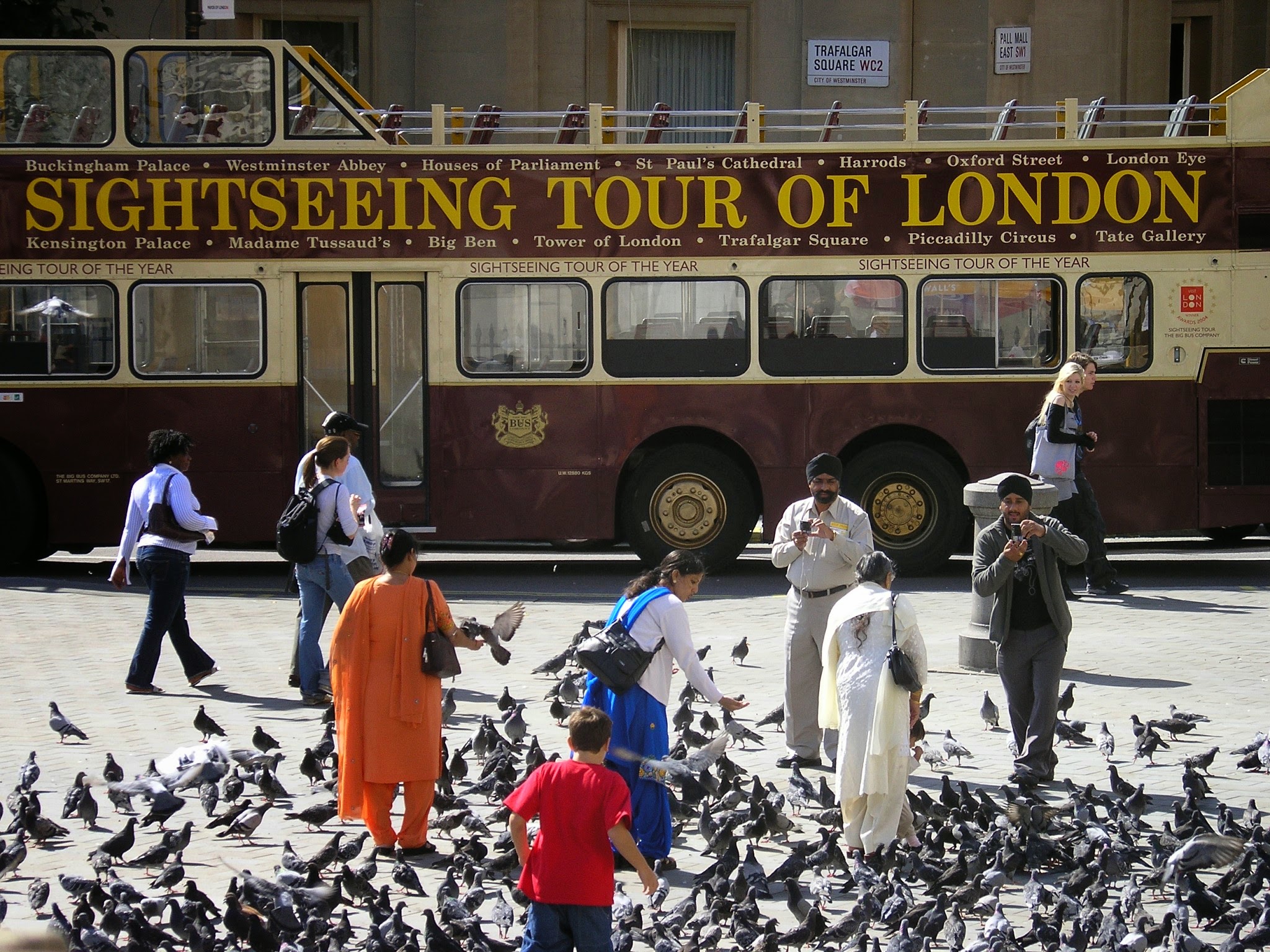 Pigeons in Trafalgar square in 2006