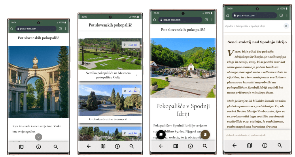 Slovenian Cemeteries Route mobile app screenshots